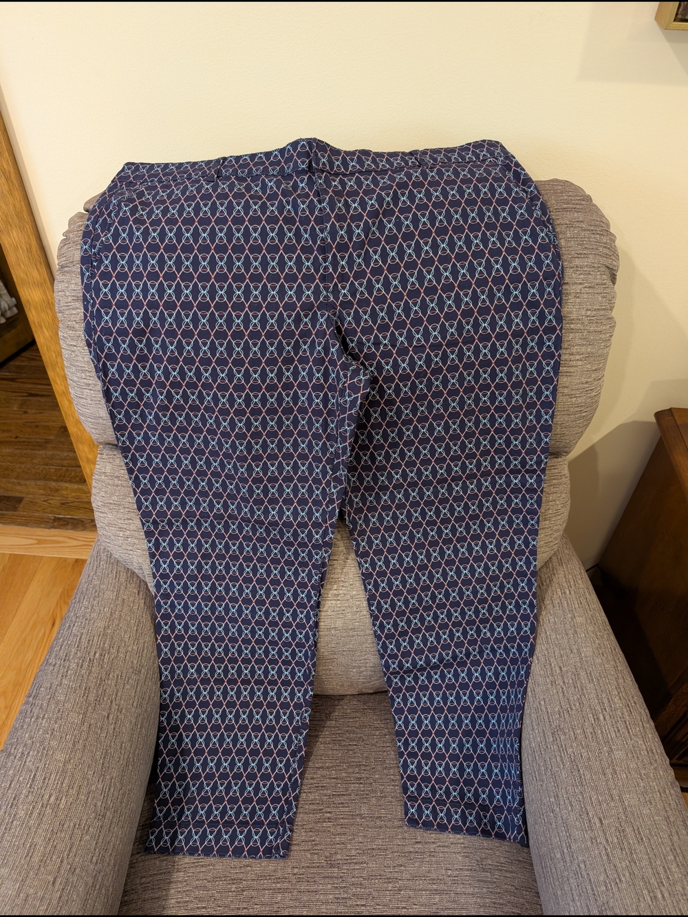 Joe Fresh Navy Pants with Light Blue and Coral Ring Print